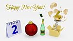 Happy New Year 2014 - 3d Greeting Design Stock Photo