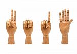 Happy New Year With Wooden Hands Forming Number 2015 Stock Photo
