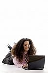 High School Student With Laptop Stock Photo