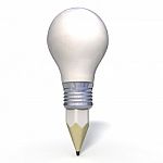 Idea Light Bulb With White Pencil Stock Photo