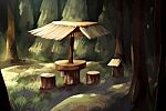 Illustration Digital Painting Hut In Forest Stock Photo