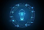 Internet Of Things Technology Head Lightbulb Abstract Background stock image