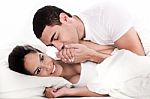 Intimate Couple In Bed Stock Photo