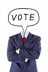 Invisible Businessman Head Think For Vote Stock Photo