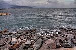 Italy Amalfi Coast And Ocean View Rocks On The Sea Stock Photo