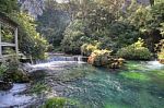 Italy Fontaine De La Vaucluse Water Mill On The River Stock Photo