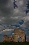 Kremenets Castle Ruins In Clouds Background In Ukraine Stock Photo