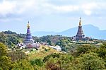 Landscape Of Two Pagoda On Inthanon Mountain, Chiang Mai, Thailand Stock Photo