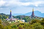 Landscape Of Two Pagoda On Inthanon Mountain, Chiang Mai, Thailand Stock Photo