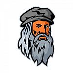 Leonardo Da Vinci Head Mascot Stock Photo