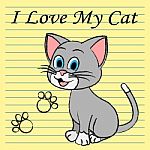 Love My Cat Represents Pet Tenderness And Compassion Stock Photo