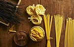 Macaroni And Spaghetti Pasta Raw  Stock Photo