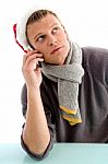 Male Talking Over Phone Stock Photo