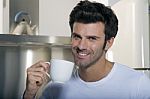 Man Drinking Coffee Stock Photo