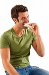 Man Eating Sandwich Stock Photo