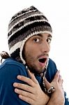 Man Shivering From Cold Stock Photo