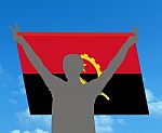 Man With Flag Of Angola Stock Photo