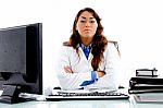 Medical Professional Posing In Clinic Stock Photo