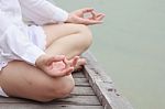 Meditation By Young Women Stock Photo