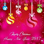 Merry Christmas And Happy New Year With Decorations Ball On Red Background Stock Photo
