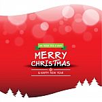 Merry Christmas  And Happy New Year With Snow And Tree On Red Color Background Stock Photo