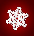 Merry Christmas Postcard With Origami Snowflake Stock Photo