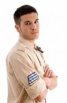 Military Male With Folding Hands Stock Photo