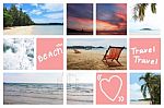 Mix Picture Sea And Beach In Frame Stock Photo