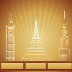 Monuments Of London New York And Paris Stock Photo