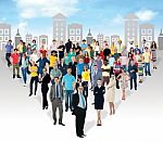 Multi-ethnic People In Mass Numbers Stock Photo
