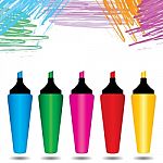 Multicolored Marker Pen Design Set On Colorful Background Stock Photo