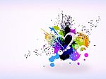 Musical Notes And Exploding Color Stock Photo