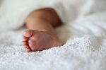 New Born Baby Foot, Closeup Stock Photo