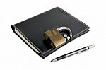 Notebook Locked With Padlock Stock Photo