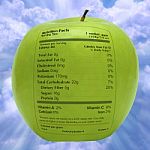 Nutritious Apple With Health Facts Stock Photo
