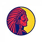 Old Native American Chief Headdress Circle Stock Photo