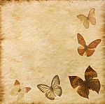 Old Paper With Butterflies Stock Photo