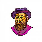 Old Portuguese Explorer Mosaic Color stock image