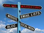 Online Marketing Signpost Stock Photo