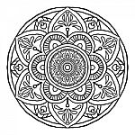 Outline Mandala Decorative Round Ornament, Hand Drawn Style - Ve Stock Photo