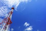 Phone Tower In Blue Sky Stock Photo