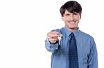 Picture Of Man Holding House Key Stock Photo