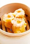 Pork Dim Sum In Bamboo Steamed Bow Stock Photo
