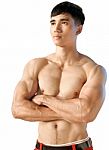 Portrait Muscular Male Torso Stock Photo