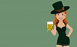 Portrait Of Irish Girl Holding A Glass Of Beer Stock Photo