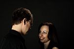 Portrait Of Young Couple In Studio Stock Photo
