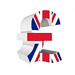Pound Symbol With UK Flag Stock Photo