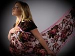 Pregnant Female Wearing Stole Stock Photo