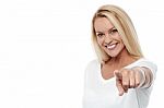 Pretty Woman Pointing You Out Stock Photo