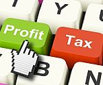 Profit Tax Computer Keys Show Paying Company Taxes Stock Photo